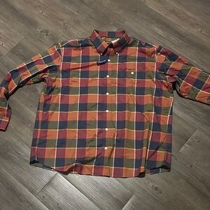Orvis Classic Fit Men's Plaid Button Down Shirt - Red, Orange, Blue, Green